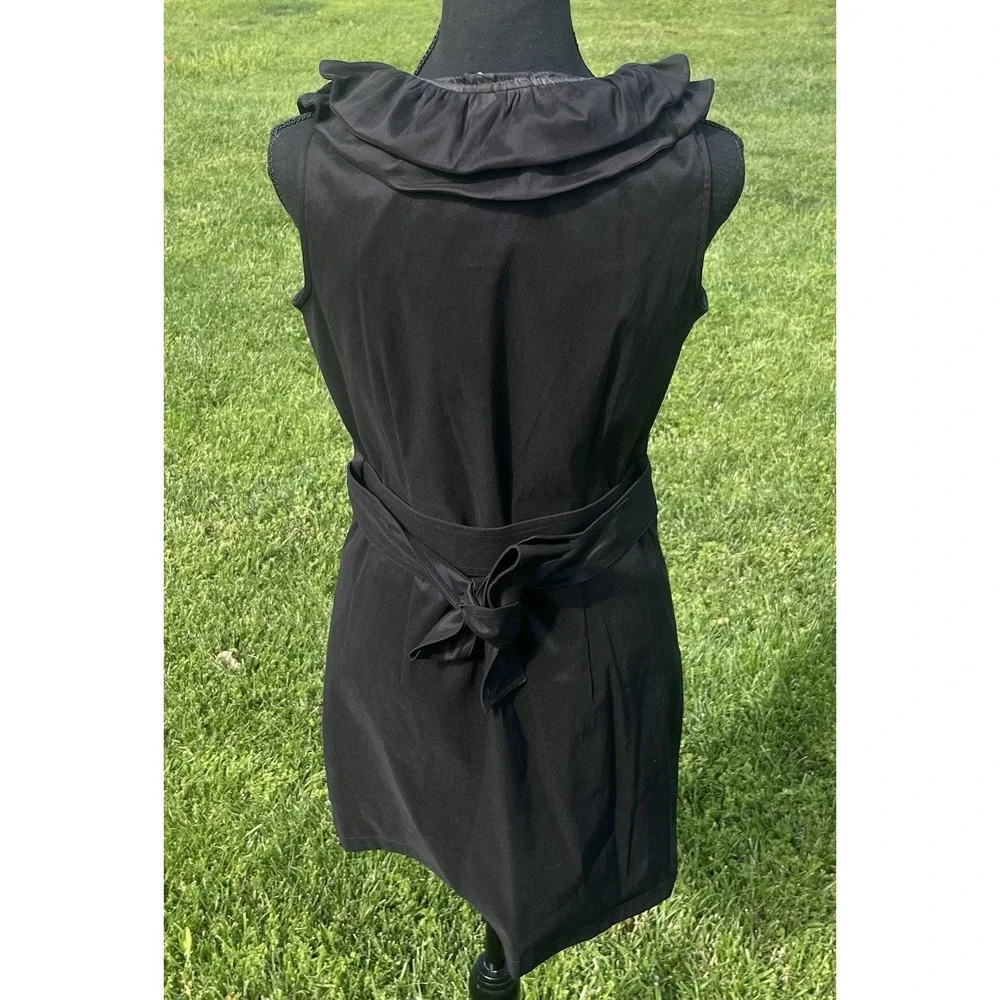 Samuel Dong  Dress Front Zipper Moldable Ruffled‎ Belted Taffeta Black Small - Picture 7 of 15